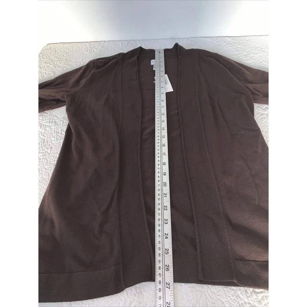 Chico's‎ women's size 1 brown short sleeve open sweater Hayworth cardigan NWT